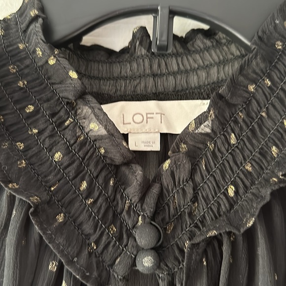 LOFT Black and Gold Sheer Top - Picture 2 of 4